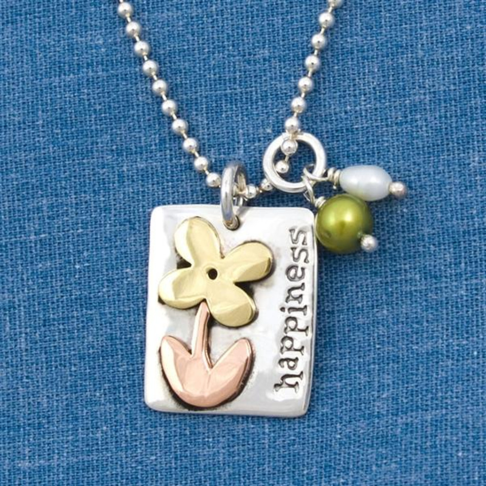 Happiness Necklace in Copper, Silver & Brass